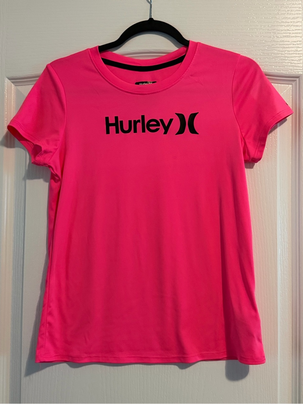 Hurley Girl’s Neon Pink Logo Short Sleeve Tee